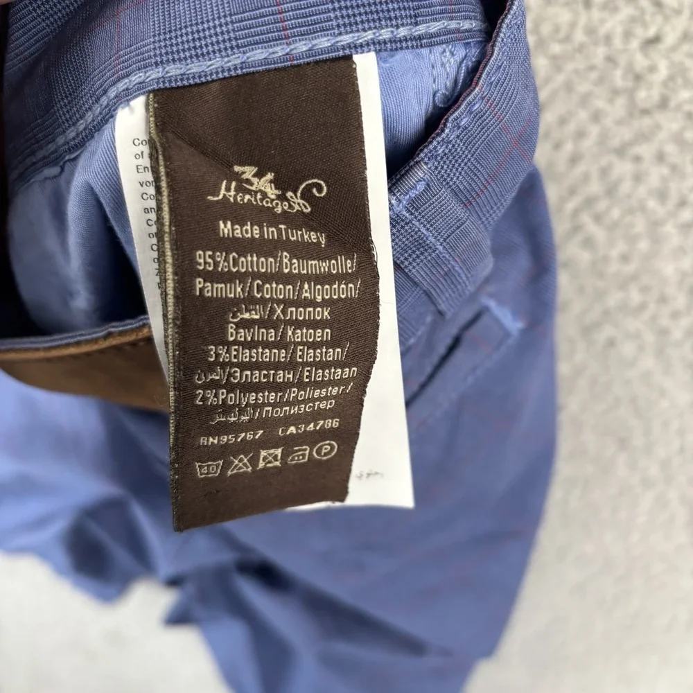 34 Heritage Shorts Mens 34 Blue Windowpane Golf Preppy Stretch Chino‎